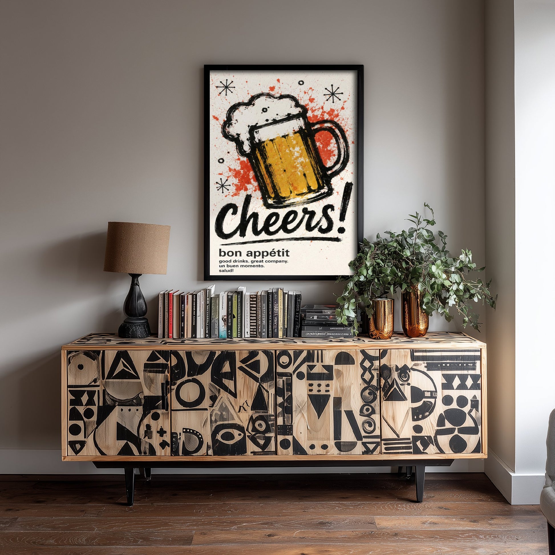 Beer Cheers Art Print - Ink Splatter Painting Poster - Bar Wall Art - Beer Lover Kitchen Decor 1/3