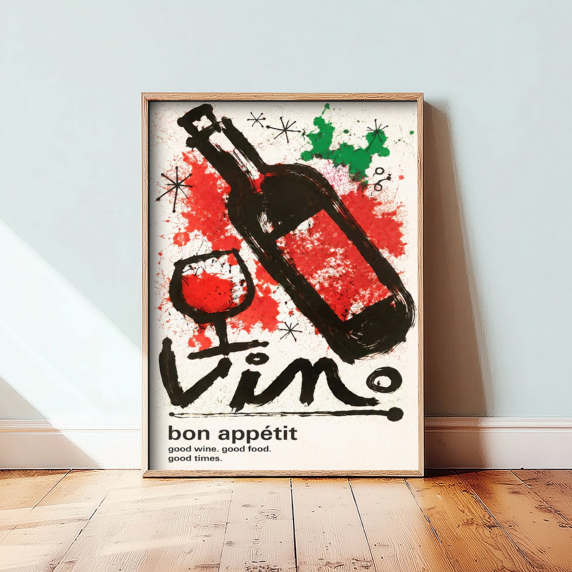 Wine Vino Art Print - Ink Splatter Painting Poster - Kitchen Wall Art - Wine Lover Bar Decor 2/3