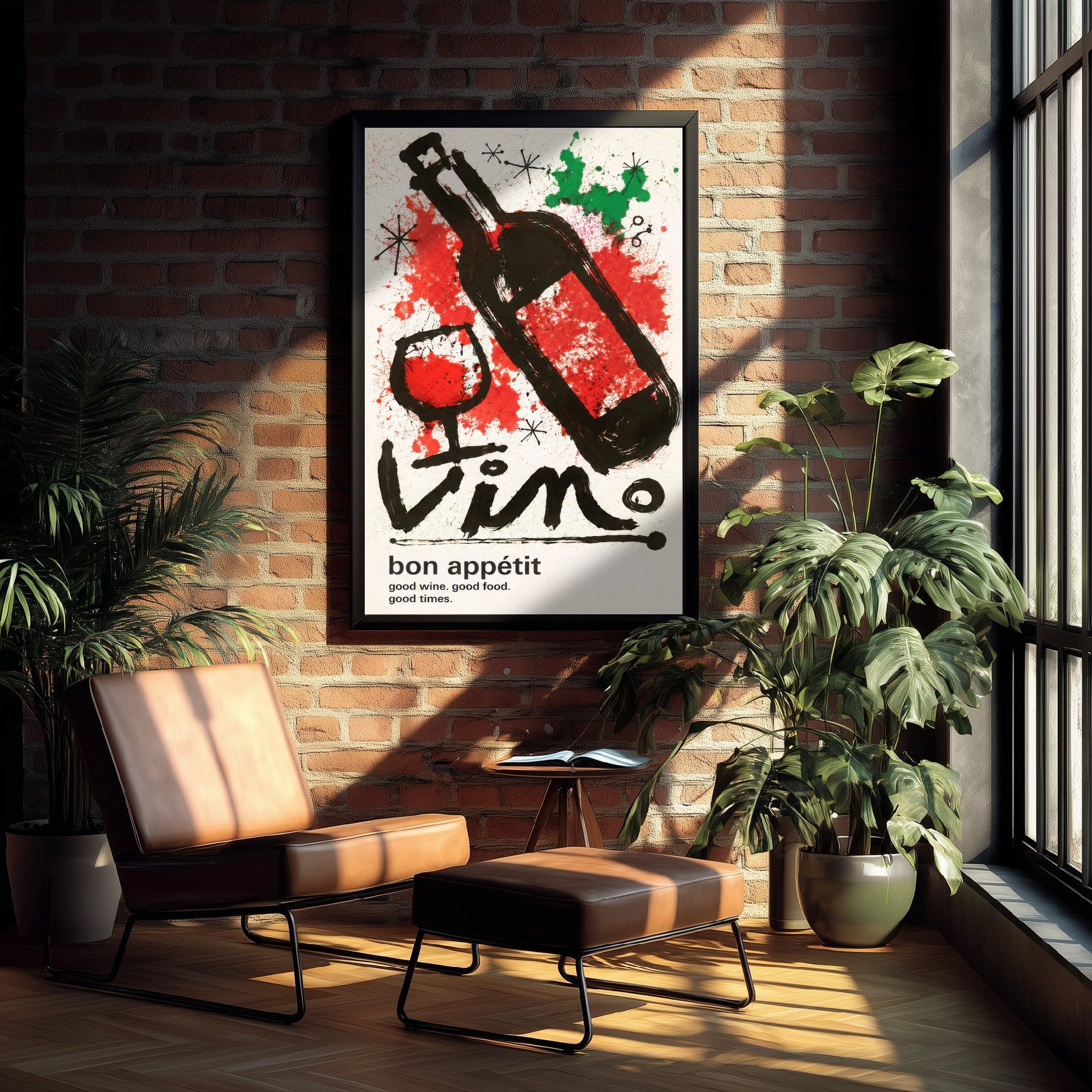 Wine Vino Art Print - Ink Splatter Painting Poster - Kitchen Wall Art - Wine Lover Bar Decor 2/3
