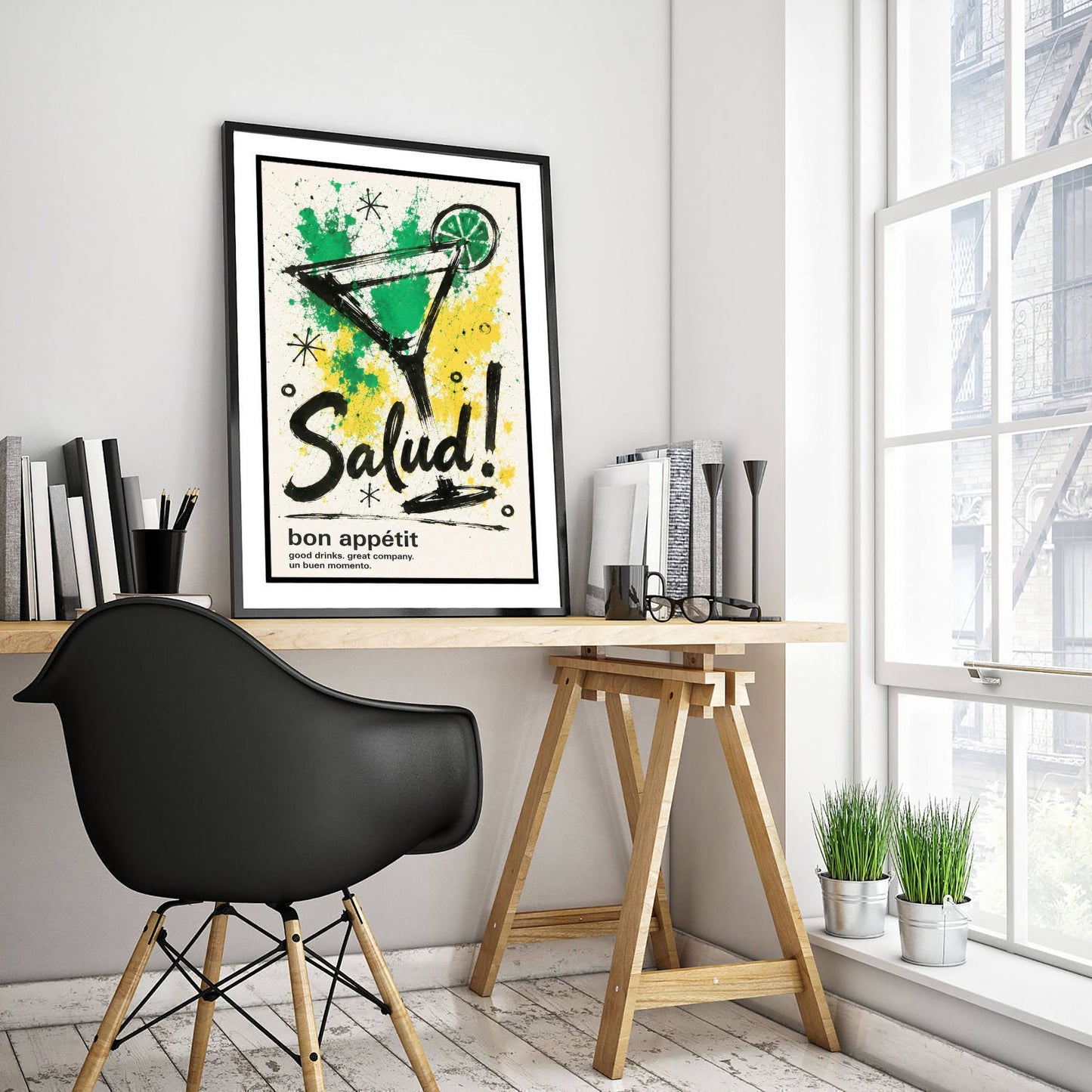 Cocktail Salud Art Print - Ink Splatter Painting Poster - Bar Wall Art - Cocktail Lover Kitchen Decor 3/3