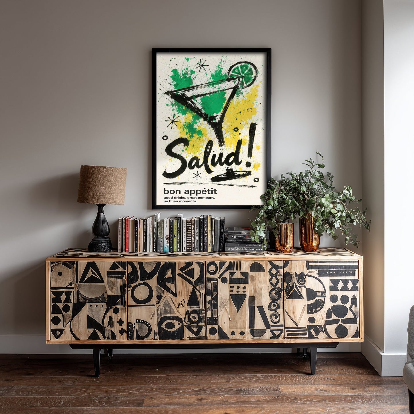 Cocktail Salud Art Print - Ink Splatter Painting Poster - Bar Wall Art - Cocktail Lover Kitchen Decor 3/3