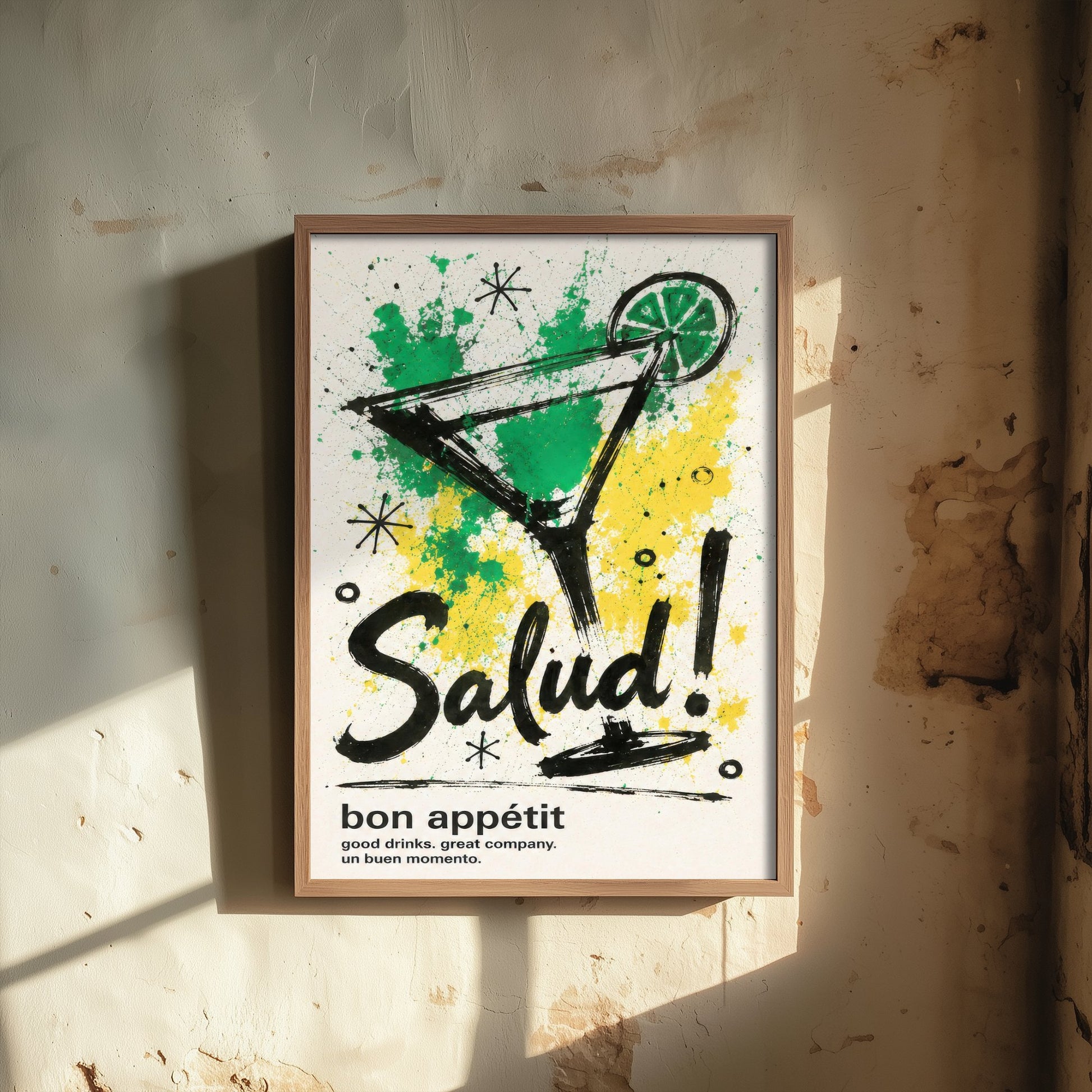 Cocktail Salud Art Print - Ink Splatter Painting Poster - Bar Wall Art - Cocktail Lover Kitchen Decor 3/3
