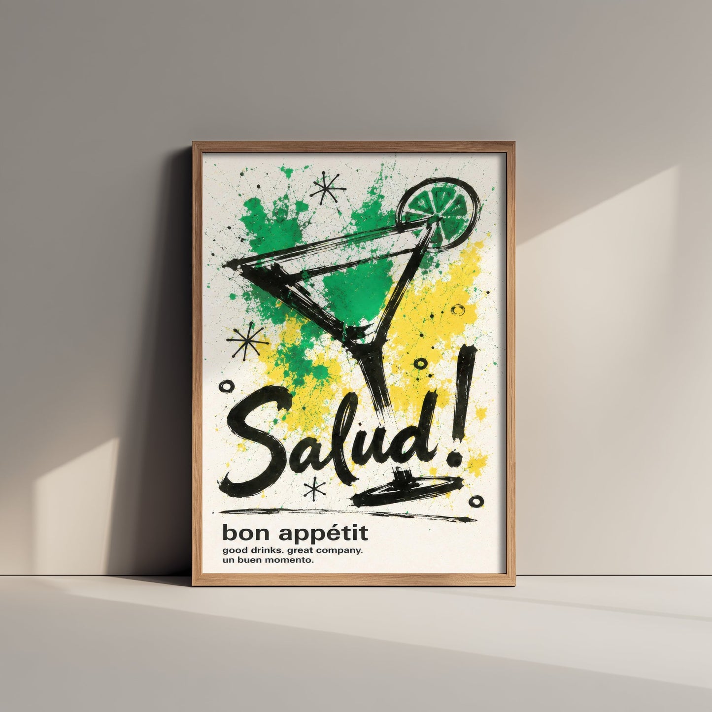 Cocktail Salud Art Print - Ink Splatter Painting Poster - Bar Wall Art - Cocktail Lover Kitchen Decor 3/3