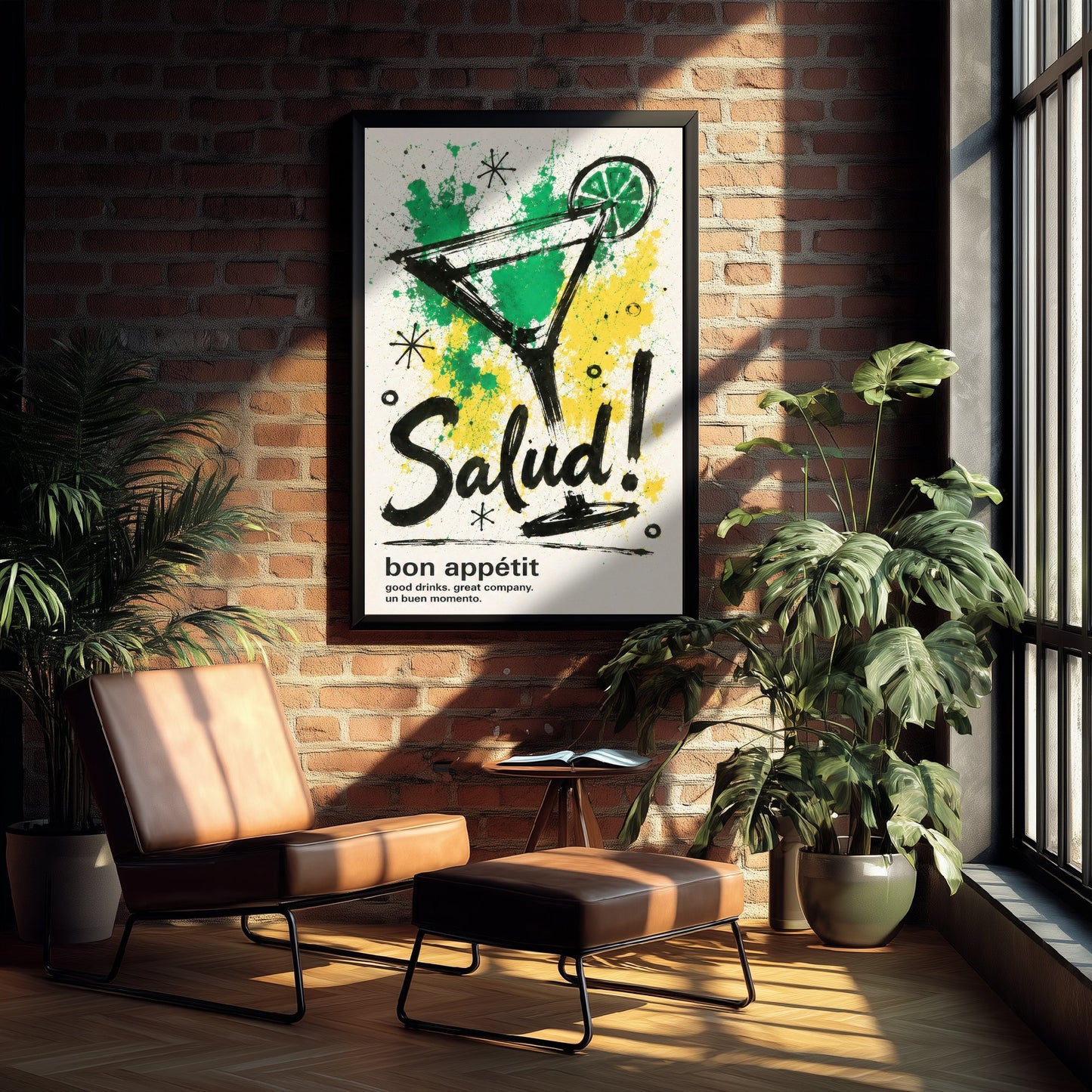 Cocktail Salud Art Print - Ink Splatter Painting Poster - Bar Wall Art - Cocktail Lover Kitchen Decor 3/3