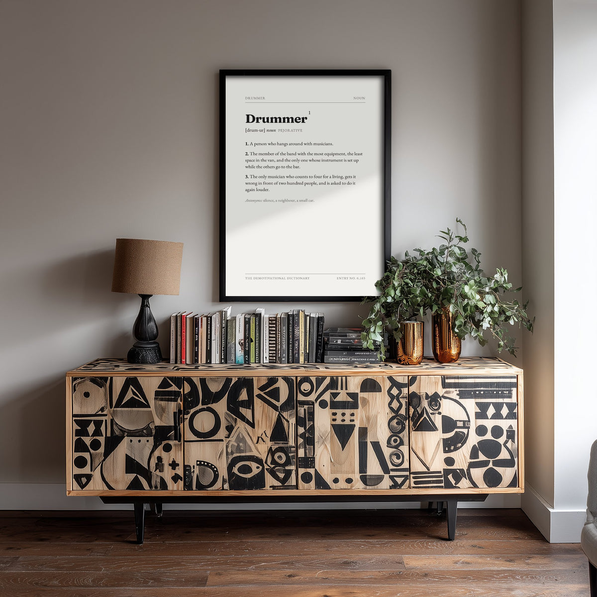 Drummer Demotivational Dictionary Art Print - Funny Word Definition Poster - Music Typography Entry 0,103