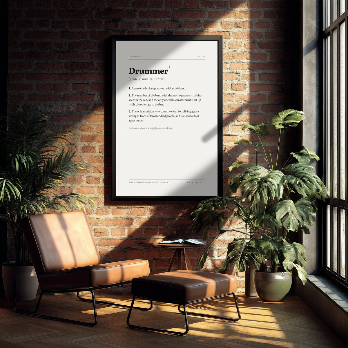 Drummer Demotivational Dictionary Art Print - Funny Word Definition Poster - Music Typography Entry 0,103