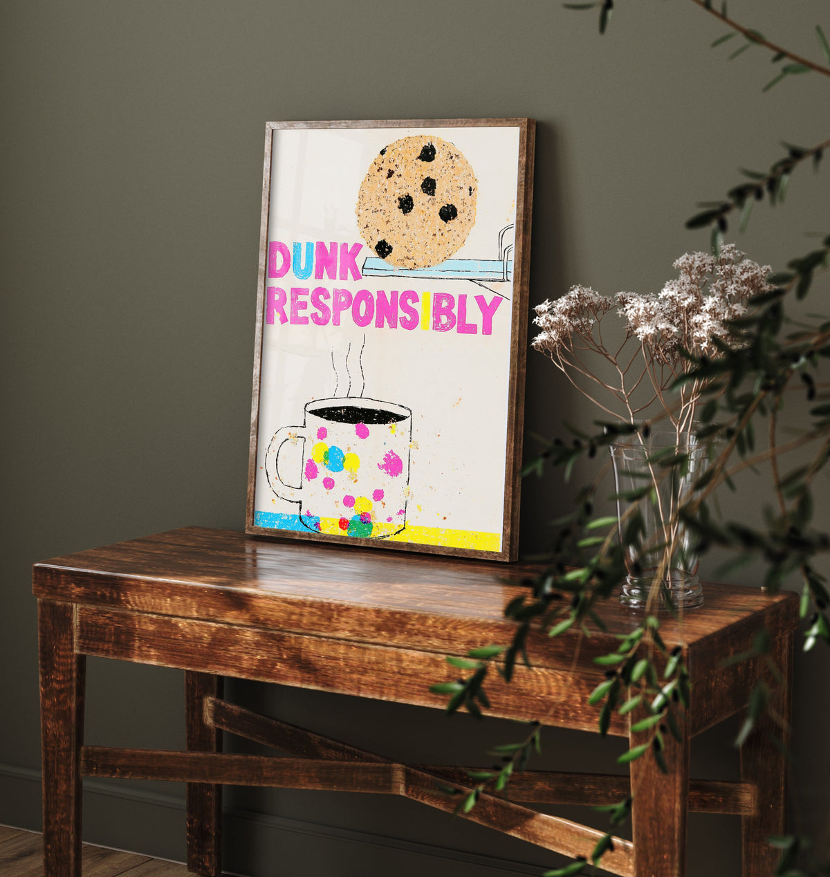 Dunk Responsibly Art Print - Biscuit on a Diving Board Poster - Funny Tea and Coffee Illustration