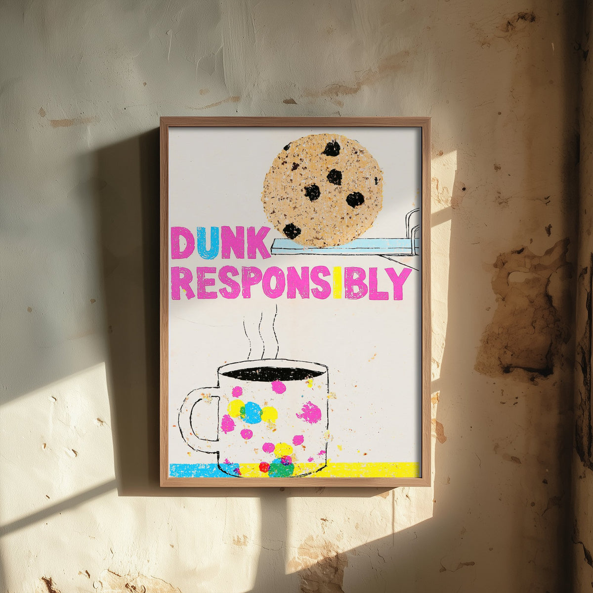 Dunk Responsibly Art Print - Biscuit on a Diving Board Poster - Funny Tea and Coffee Illustration