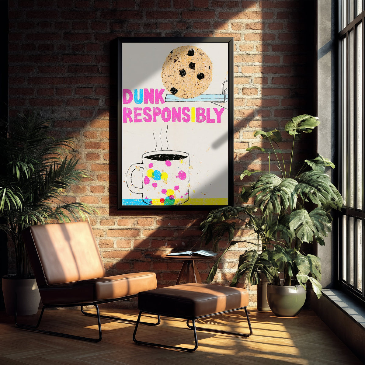 Dunk Responsibly Art Print - Biscuit on a Diving Board Poster - Funny Tea and Coffee Illustration