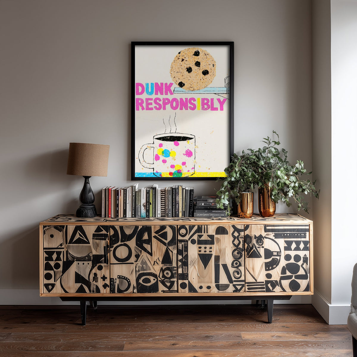 Dunk Responsibly Art Print - Biscuit on a Diving Board Poster - Funny Tea and Coffee Illustration