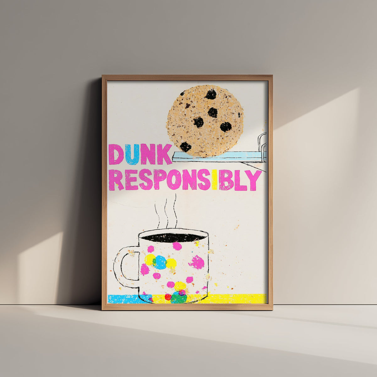 Dunk Responsibly Art Print - Biscuit on a Diving Board Poster - Funny Tea and Coffee Illustration