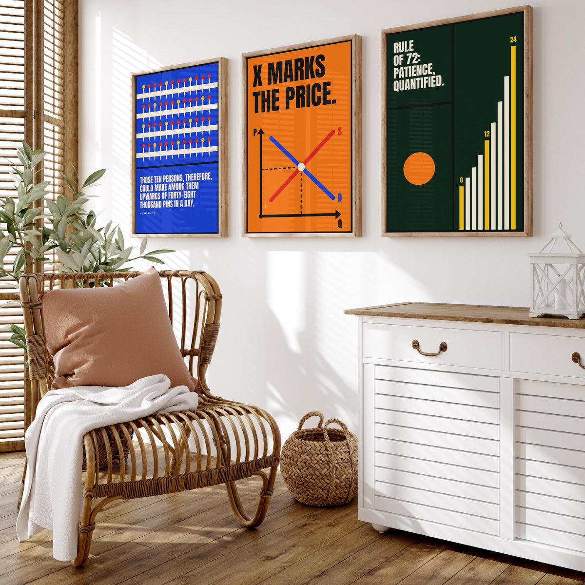 Economics Quotes Set of Three Art Prints - 3 Bauhaus Economist Posters - Minimalist Science Wall Art Illustration V1
