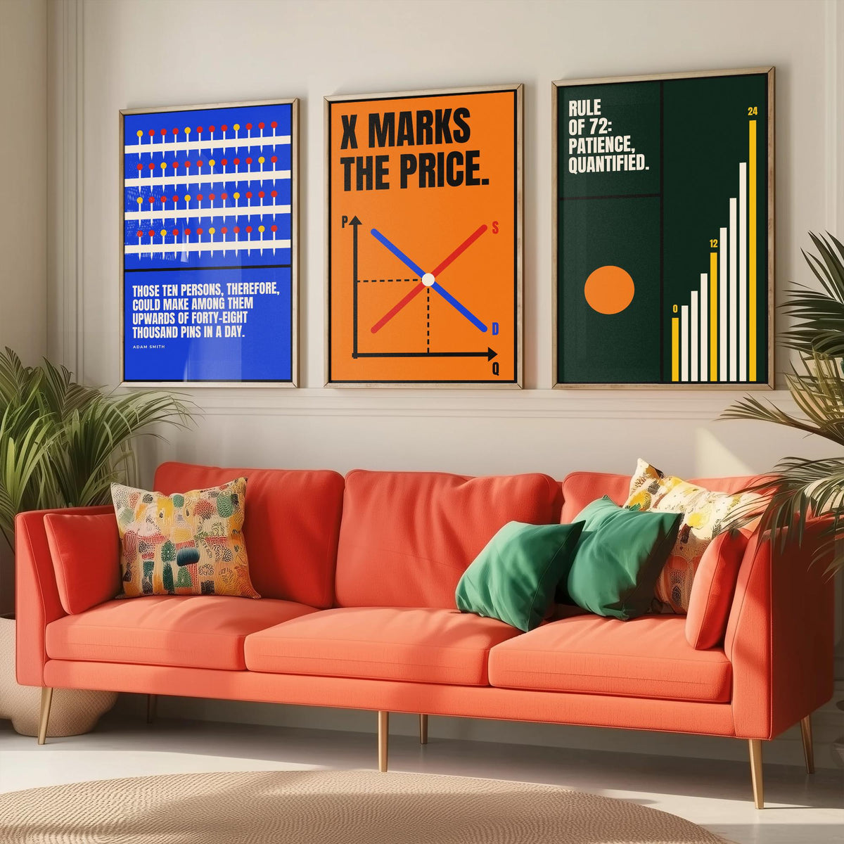 Economics Quotes Set of Three Art Prints - 3 Bauhaus Economist Posters - Minimalist Science Wall Art Illustration V1