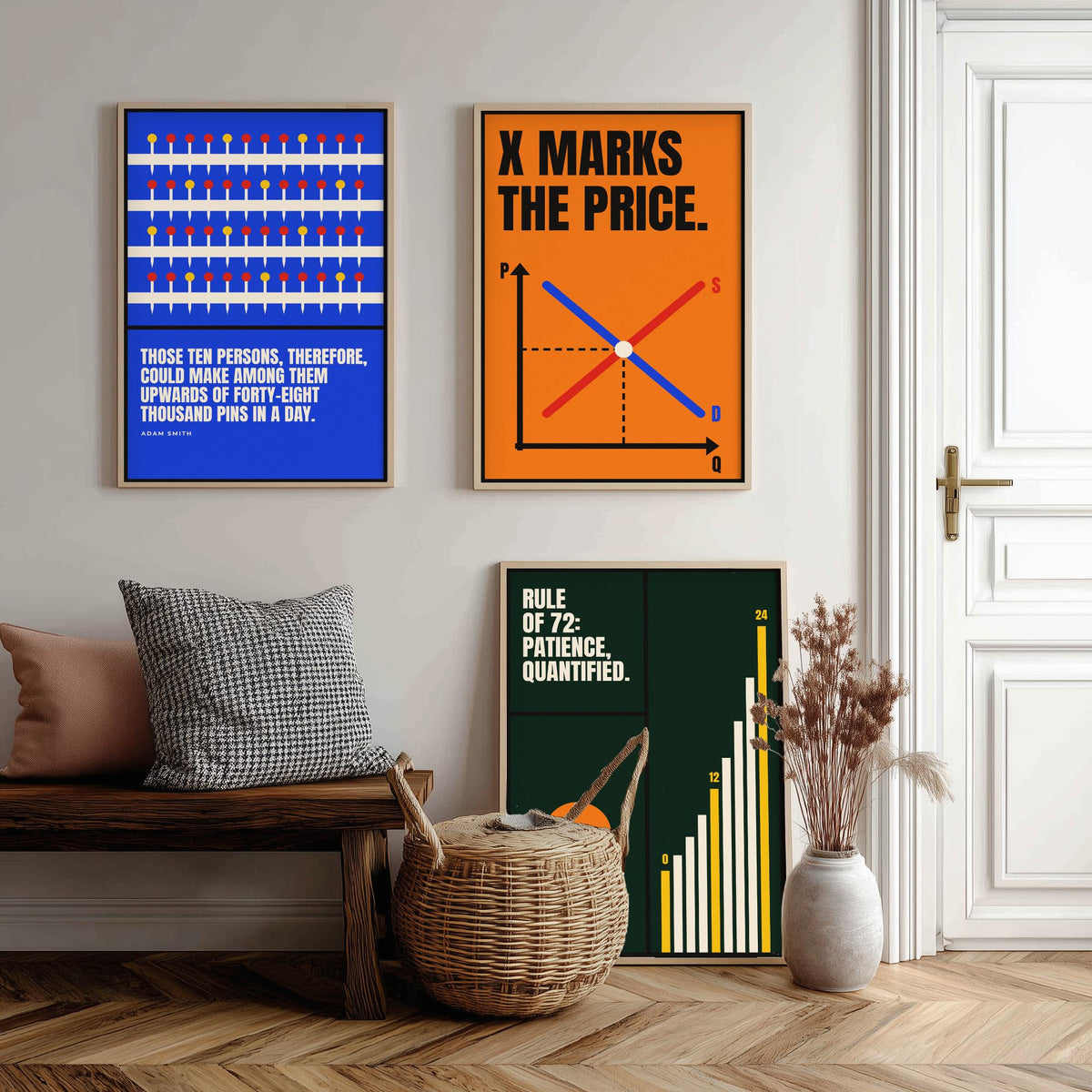 Economics Quotes Set of Three Art Prints - 3 Bauhaus Economist Posters - Minimalist Science Wall Art Illustration V1
