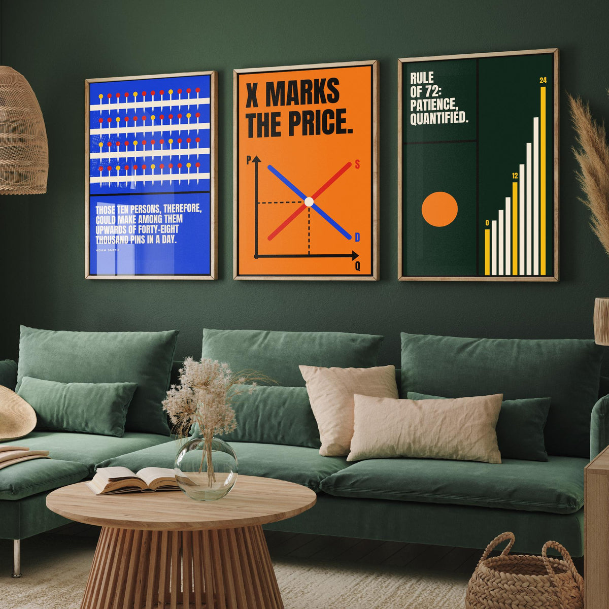 Economics Quotes Set of Three Art Prints - 3 Bauhaus Economist Posters - Minimalist Science Wall Art Illustration V1