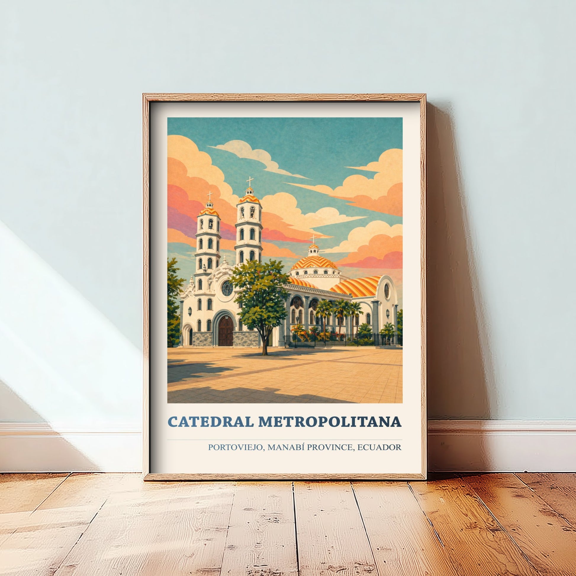 Portoviejo Ecuador Travel Poster - Catedral Metropolitana Art Print - Vibrant City Illustration - Cathedral 3/3