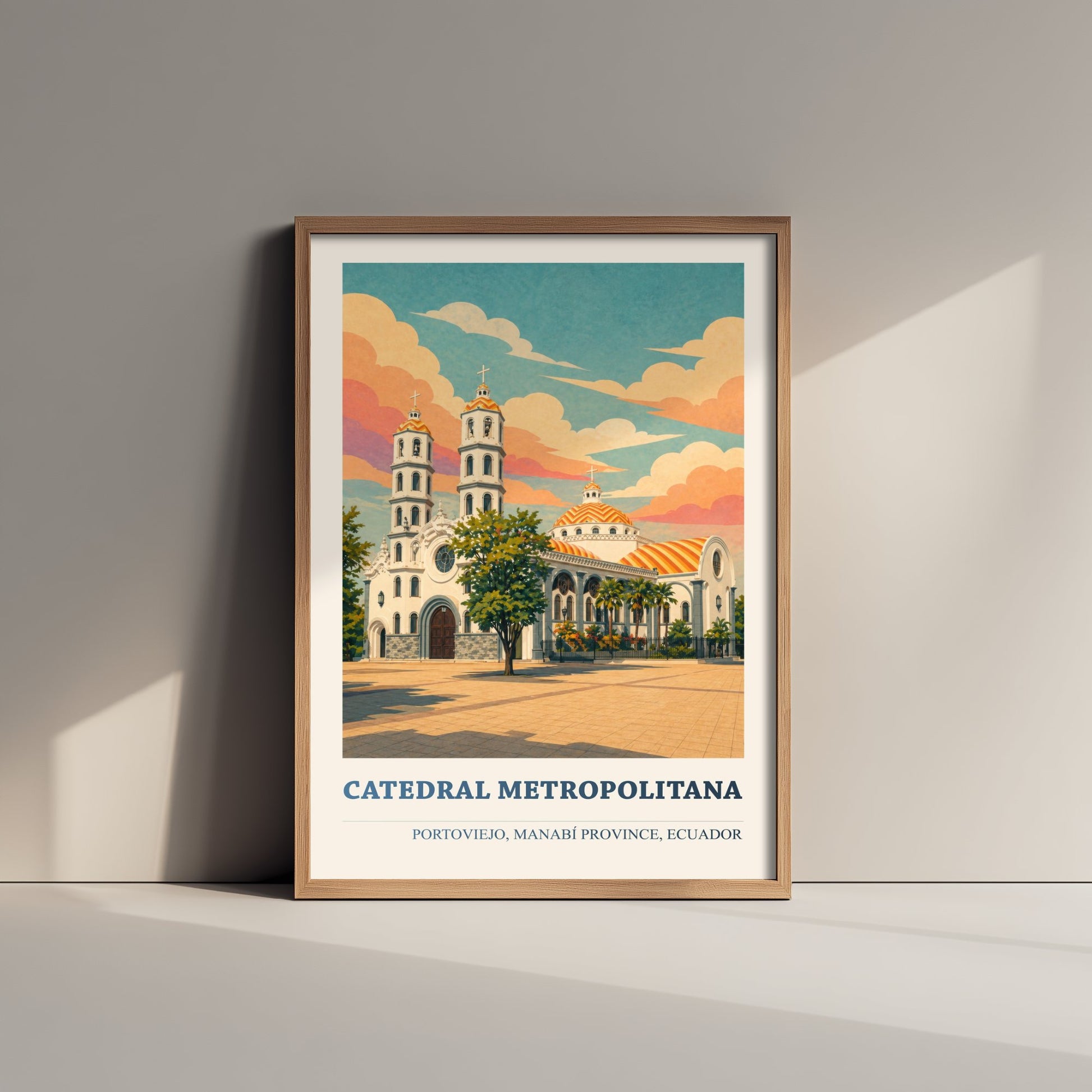 Portoviejo Ecuador Travel Poster - Catedral Metropolitana Art Print - Vibrant City Illustration - Cathedral 3/3