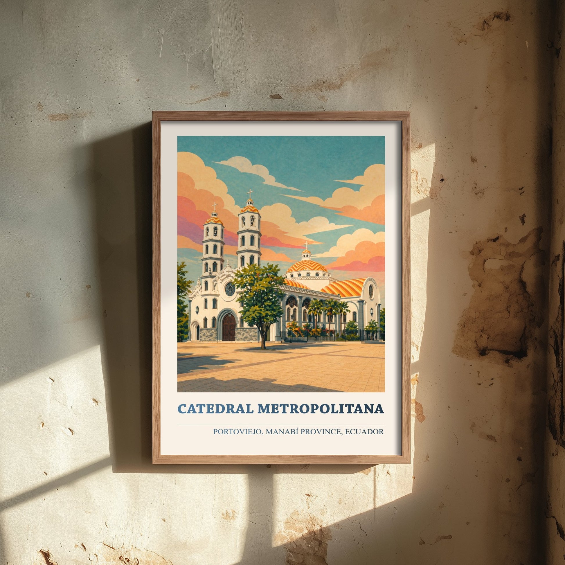 Portoviejo Ecuador Travel Poster - Catedral Metropolitana Art Print - Vibrant City Illustration - Cathedral 3/3