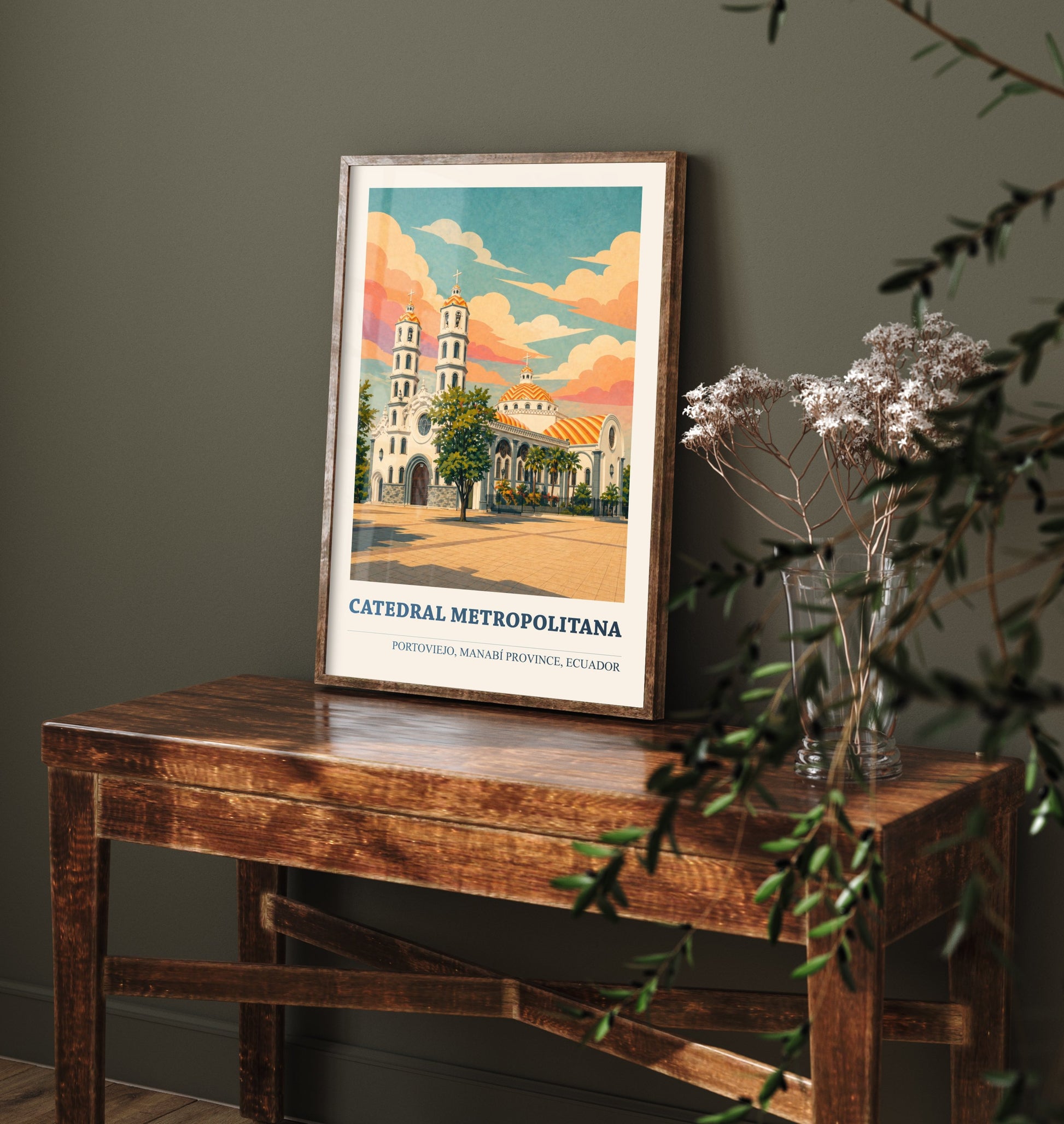Portoviejo Ecuador Travel Poster - Catedral Metropolitana Art Print - Vibrant City Illustration - Cathedral 3/3