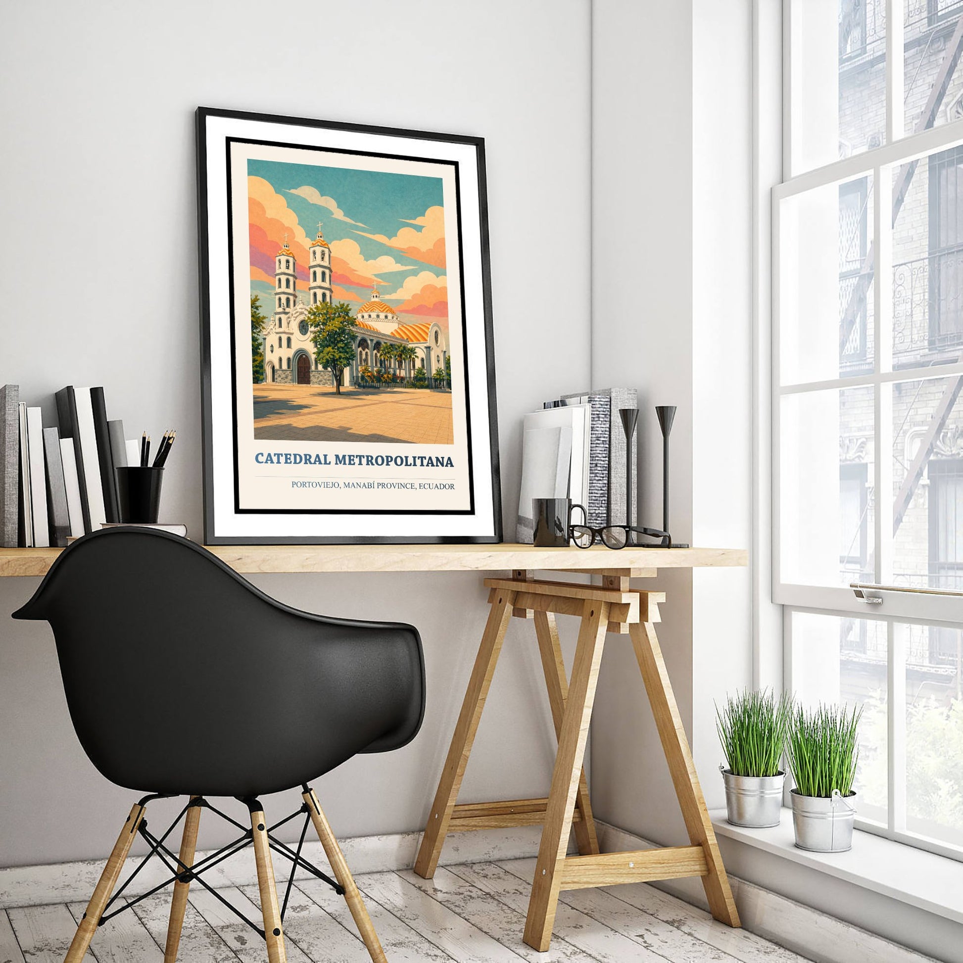 Portoviejo Ecuador Travel Poster - Catedral Metropolitana Art Print - Vibrant City Illustration - Cathedral 3/3