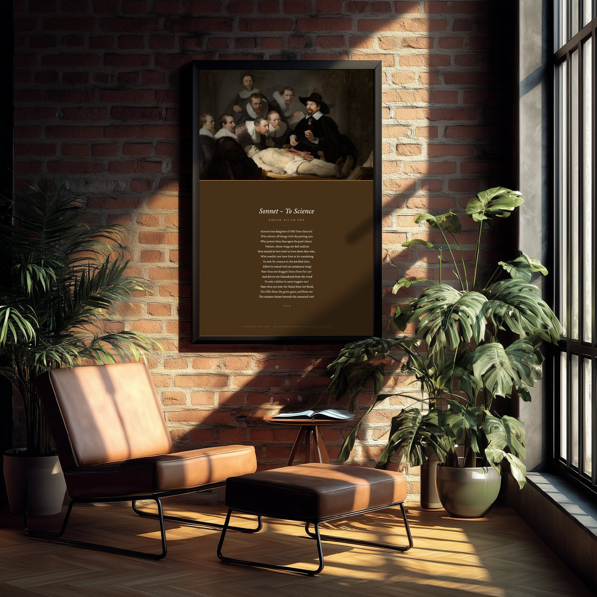 Sonnet To Science by Edgar Allan Poe Art Print - Full Poem over Rembrandt Anatomy Lesson Painting - Poetry Poster