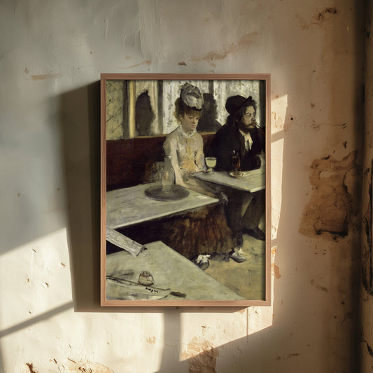 Edgar Degas - In a Cafe, L'Absinthe (1876) - Classic Painting Art Print - Paris Cafe Woman Man Absinthe Glass Poster