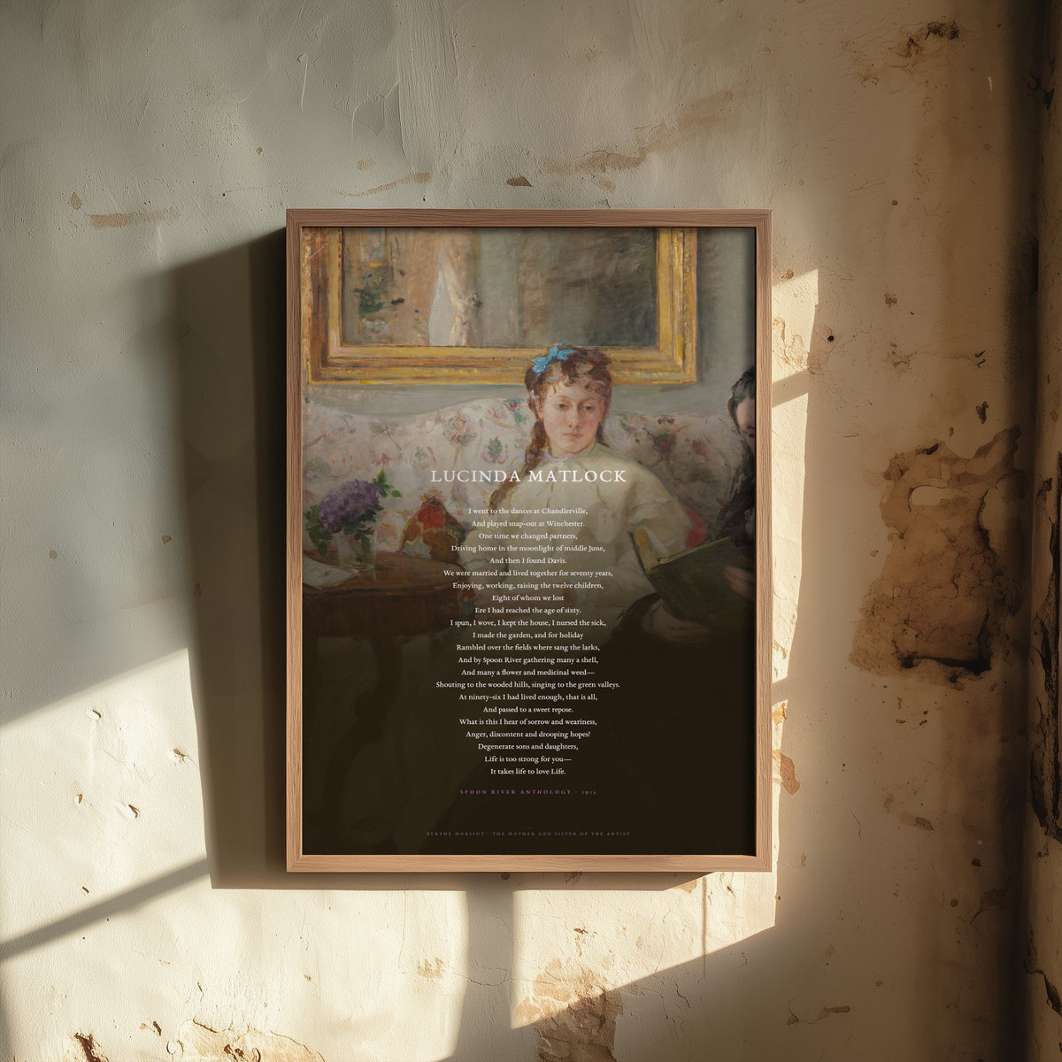 Lucinda Matlock by Edgar Lee Masters Art Print - Full Poem Poster - Spoon River Anthology Poetry over Impressionist Painting