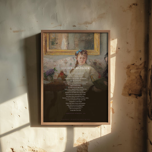 Lucinda Matlock by Edgar Lee Masters Art Print - Full Poem Poster - Spoon River Anthology Poetry over Impressionist Painting