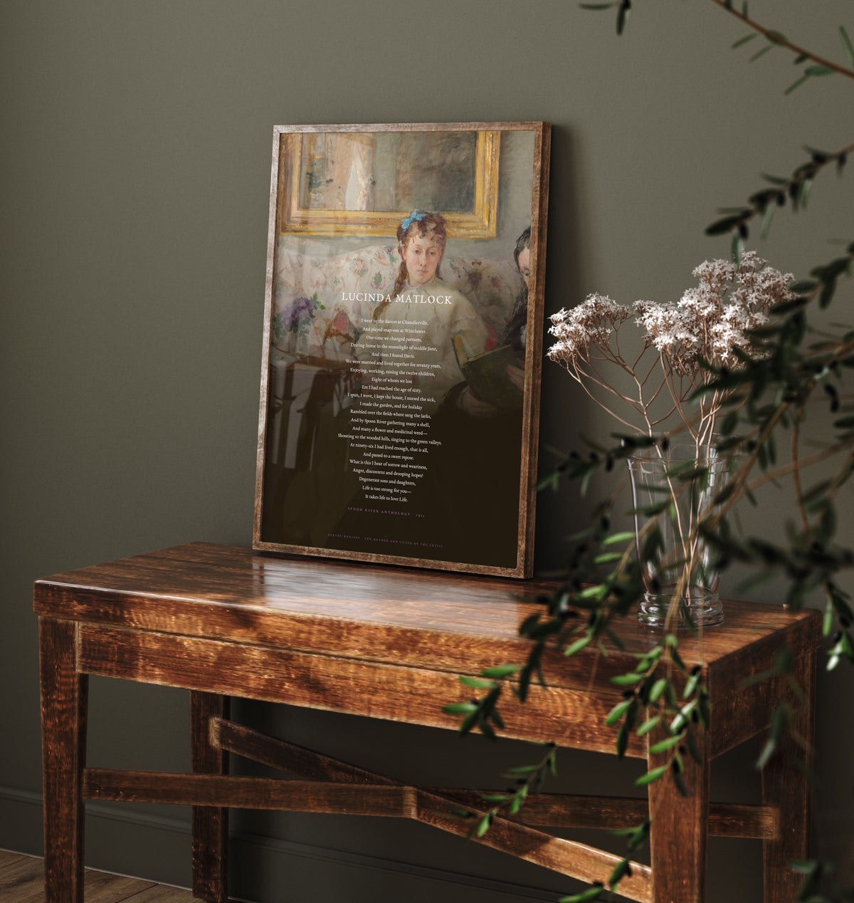 Lucinda Matlock by Edgar Lee Masters Art Print - Full Poem Poster - Spoon River Anthology Poetry over Impressionist Painting