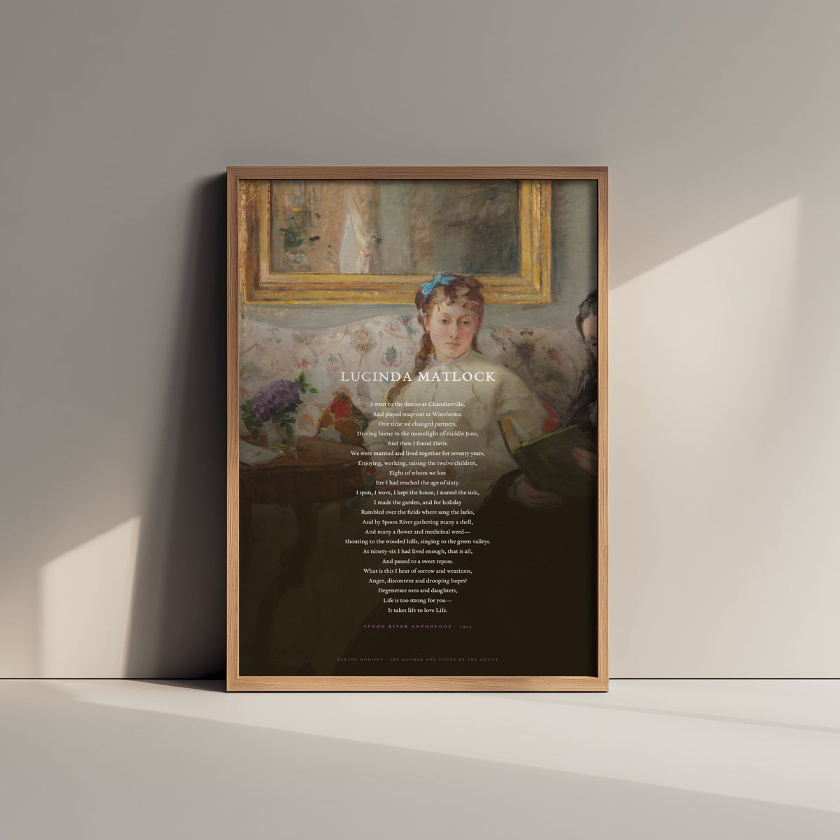 Lucinda Matlock by Edgar Lee Masters Art Print - Full Poem Poster - Spoon River Anthology Poetry over Impressionist Painting