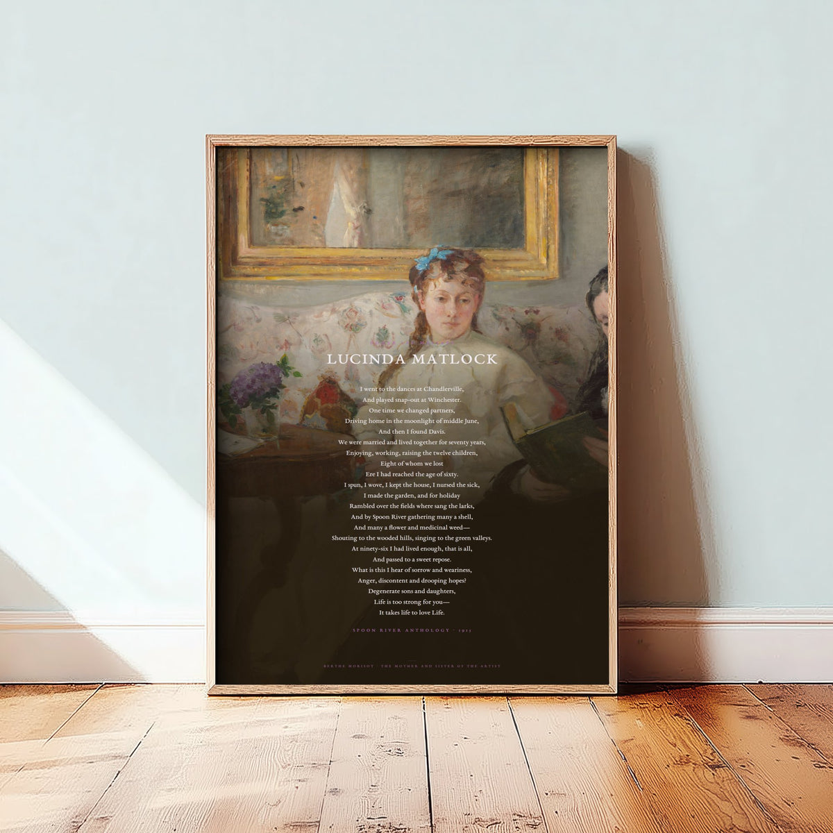 Lucinda Matlock by Edgar Lee Masters Art Print - Full Poem Poster - Spoon River Anthology Poetry over Impressionist Painting