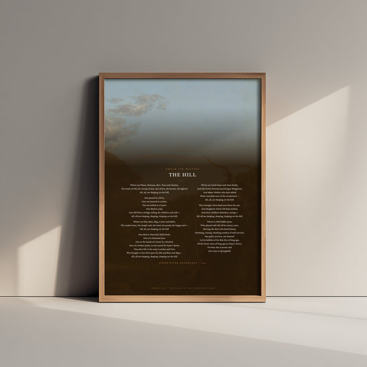 The Hill by Edgar Lee Masters Art Print - Full Poem Poster - Spoon River Anthology Poetry over Classic Landscape Painting