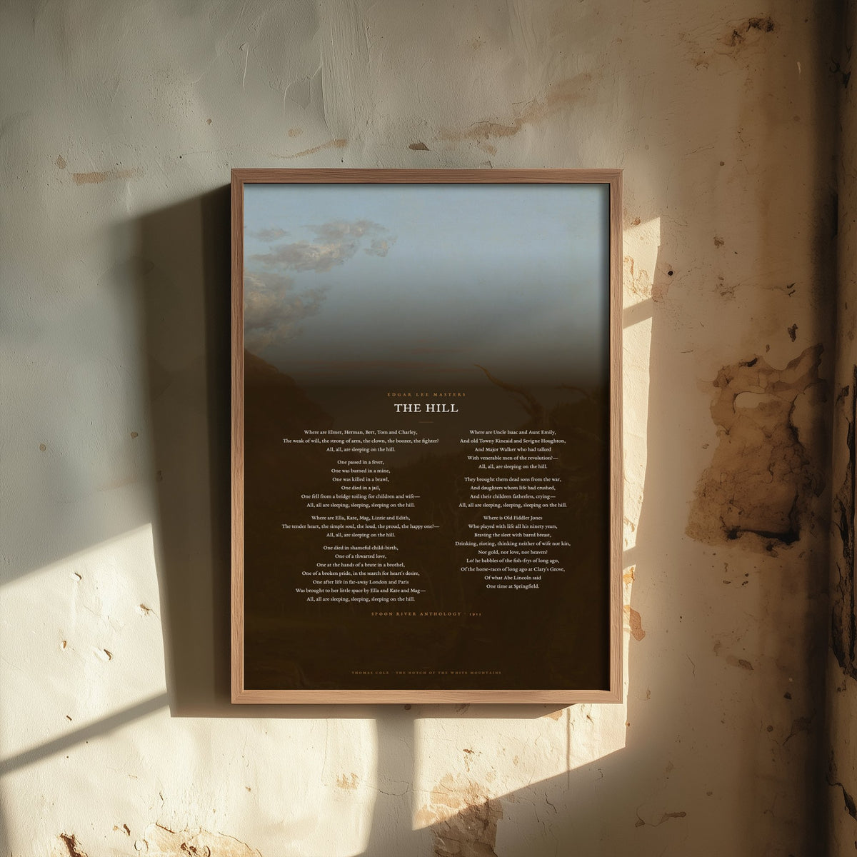 The Hill by Edgar Lee Masters Art Print - Full Poem Poster - Spoon River Anthology Poetry over Classic Landscape Painting