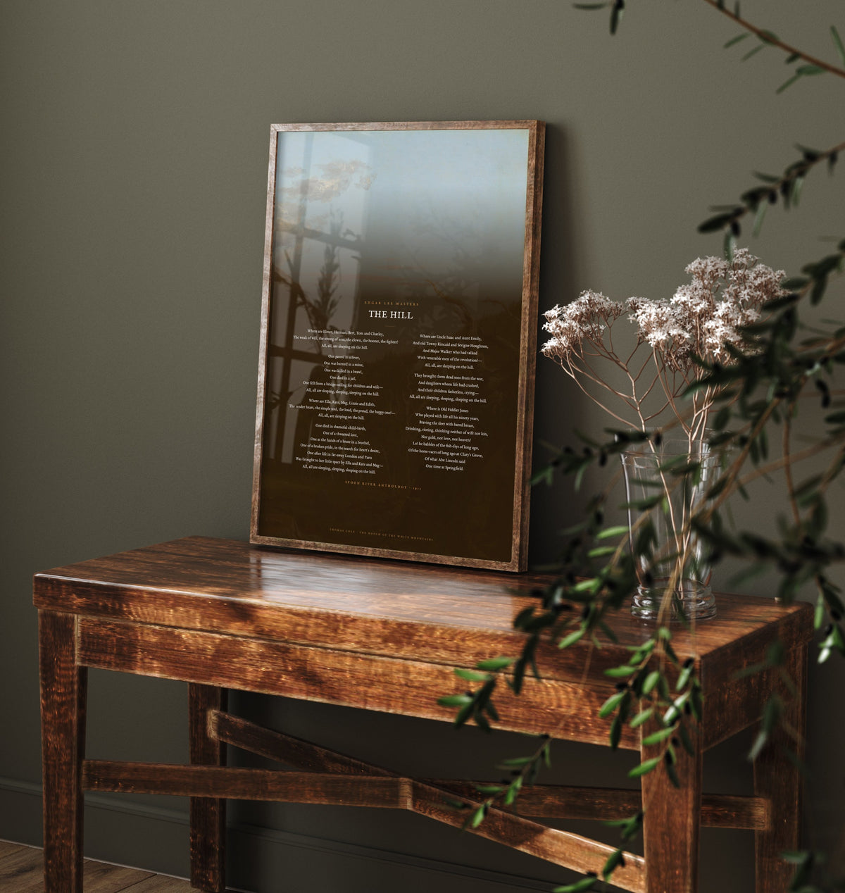 The Hill by Edgar Lee Masters Art Print - Full Poem Poster - Spoon River Anthology Poetry over Classic Landscape Painting
