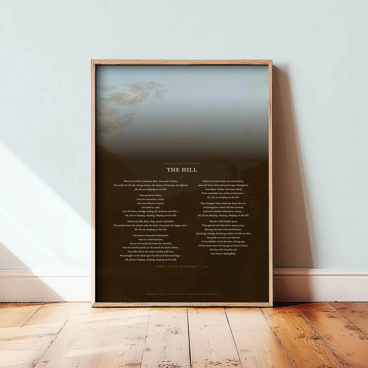 The Hill by Edgar Lee Masters Art Print - Full Poem Poster - Spoon River Anthology Poetry over Classic Landscape Painting