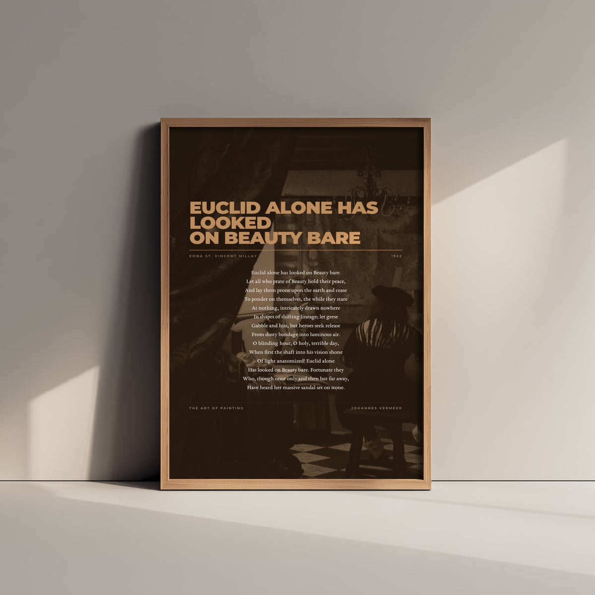 Euclid Alone Has Looked on Beauty Bare by Edna St Vincent Millay Art Print - Full Poem Poster - Sonnet over Vermeer Painting
