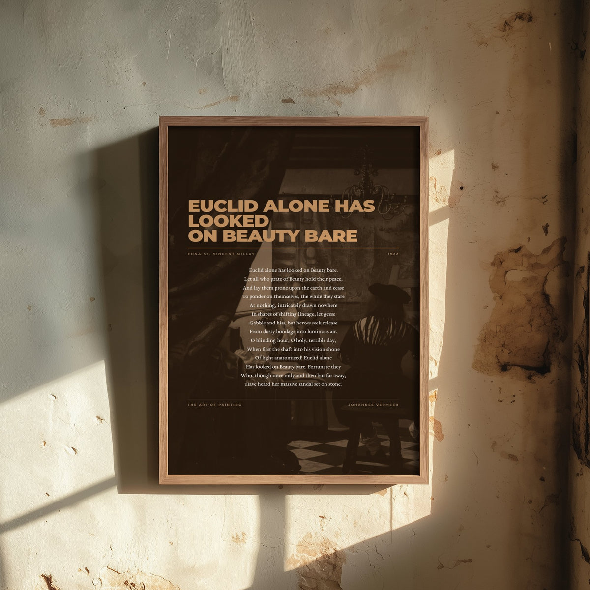 Euclid Alone Has Looked on Beauty Bare by Edna St Vincent Millay Art Print - Full Poem Poster - Sonnet over Vermeer Painting