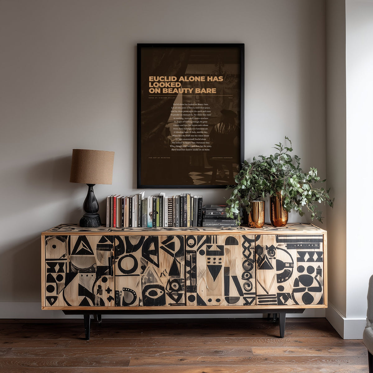 Euclid Alone Has Looked on Beauty Bare by Edna St Vincent Millay Art Print - Full Poem Poster - Sonnet over Vermeer Painting