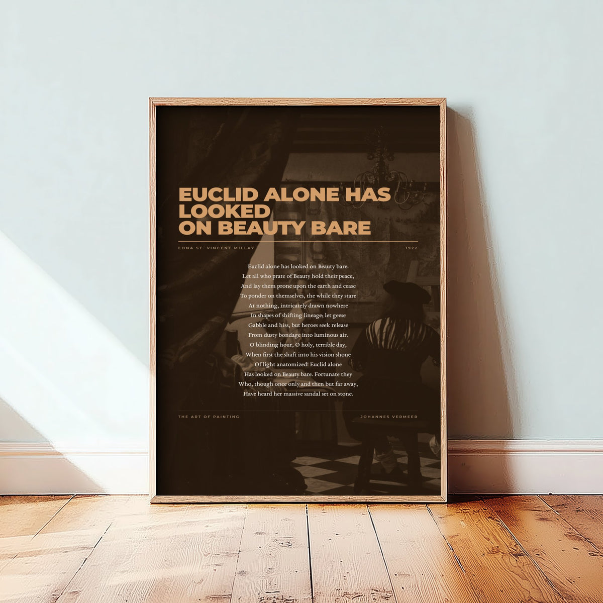 Euclid Alone Has Looked on Beauty Bare by Edna St Vincent Millay Art Print - Full Poem Poster - Sonnet over Vermeer Painting