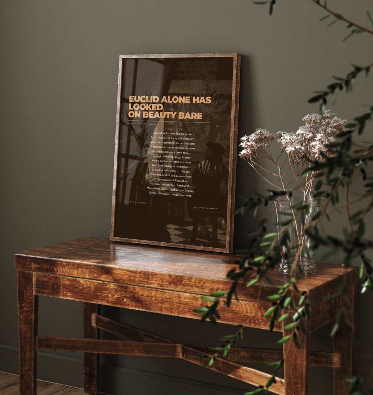 Euclid Alone Has Looked on Beauty Bare by Edna St Vincent Millay Art Print - Full Poem Poster - Sonnet over Vermeer Painting