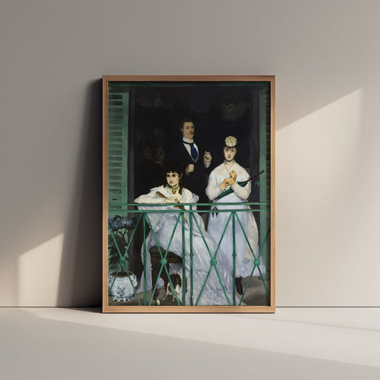 Edouard Manet - The Balcony (1869) - Classic Painting Art Print - Berthe Morisot Green Shutters Paris Figures Poster