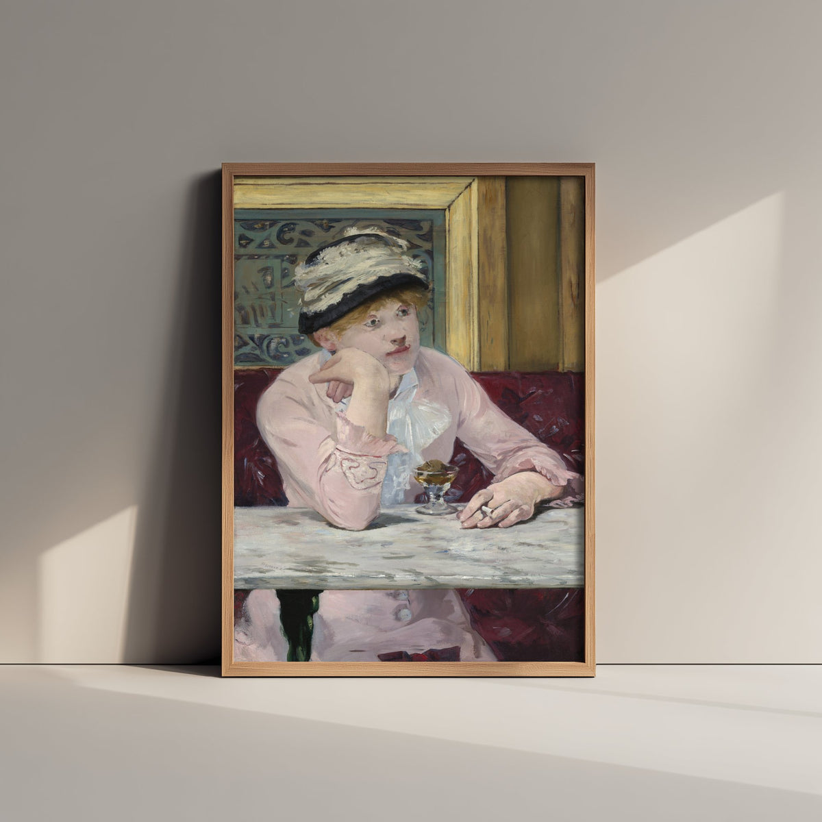 Edouard Manet - The Plum (c. 1877) - Classic Painting Art Print - Paris Cafe Woman Pink Dress Plum Brandy Cigarette Poster