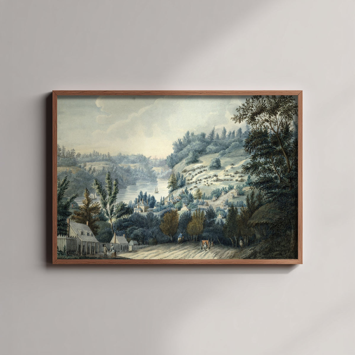 Edward Walsh - Queenstown, Upper Canada on the Niagara (c. 1805) - Classic Painting Art Print - Niagara River Village Landscape Poster