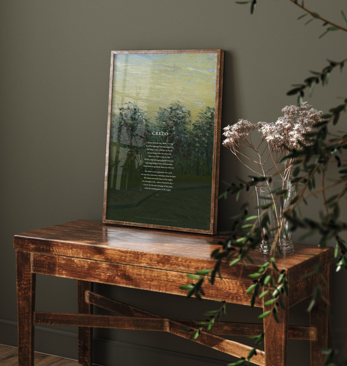 Credo by Edwin Arlington Robinson Art Print - Full Poem over Van Gogh Square Saint-Pierre at Sunset Painting - Poetry Poster