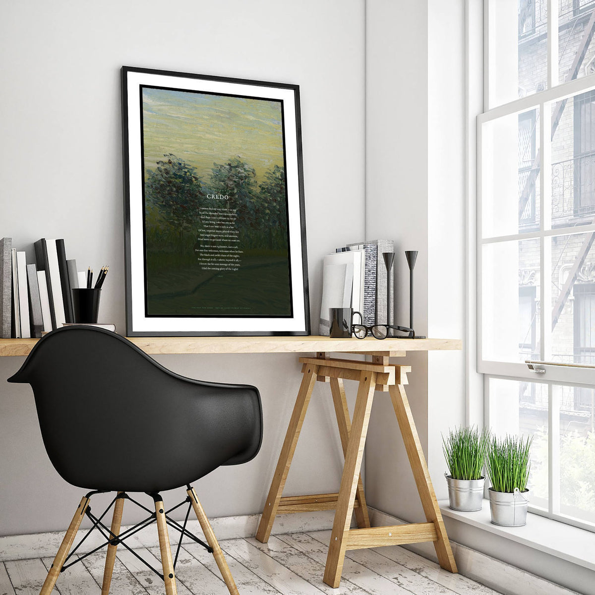 Credo by Edwin Arlington Robinson Art Print - Full Poem over Van Gogh Square Saint-Pierre at Sunset Painting - Poetry Poster