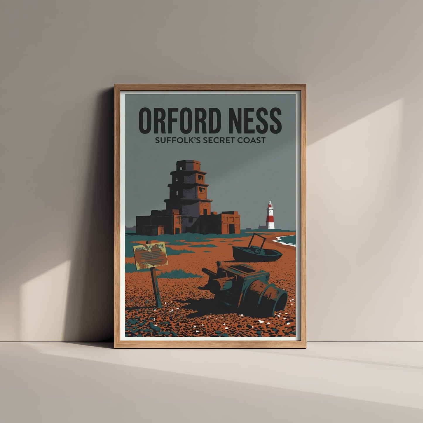 Orford Ness Travel Poster - Suffolk Coast Art Print - Retro Screenprint Illustration - Eerie Edgelands 1/3