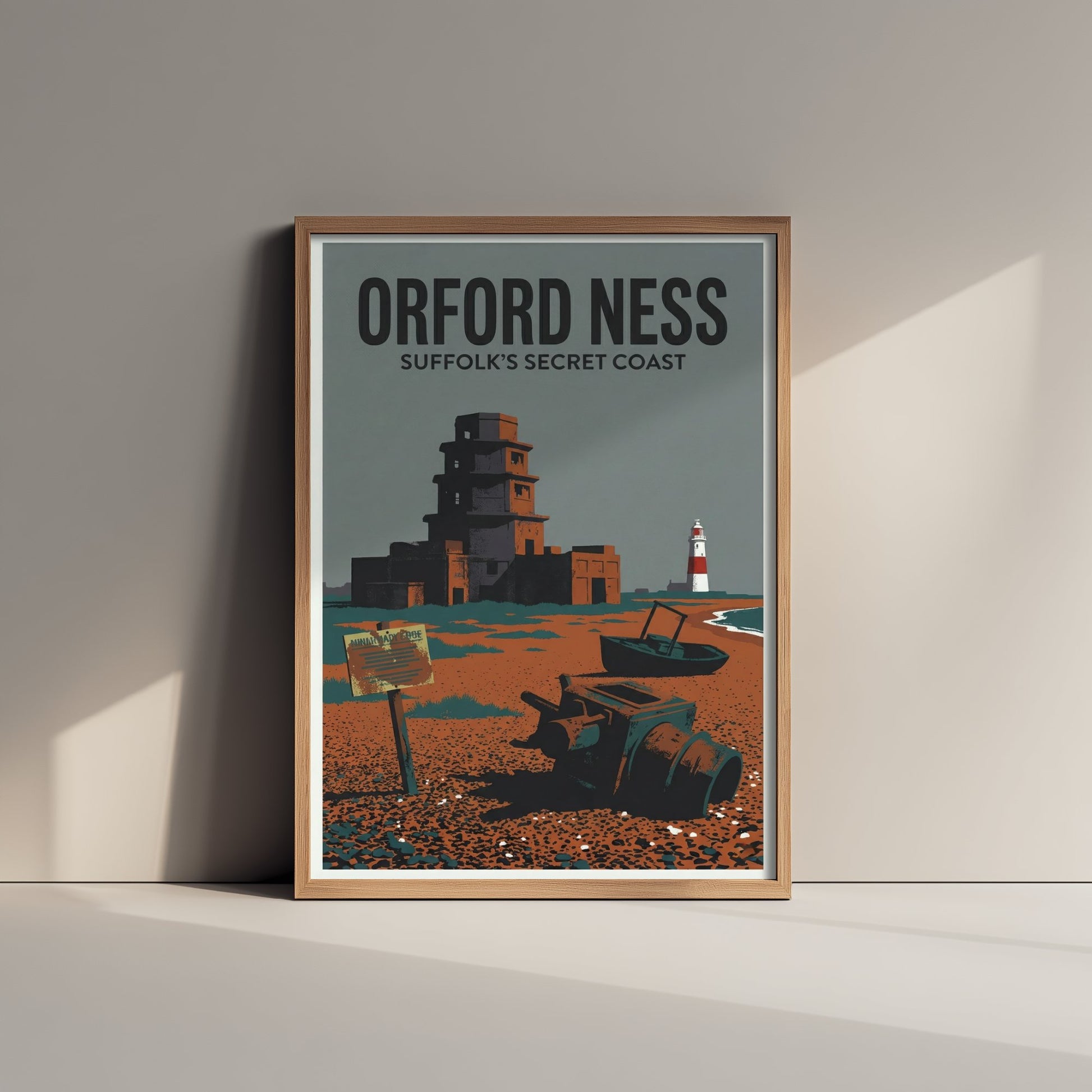 Orford Ness Travel Poster - Suffolk Coast Art Print - Retro Screenprint Illustration - Eerie Edgelands 1/3