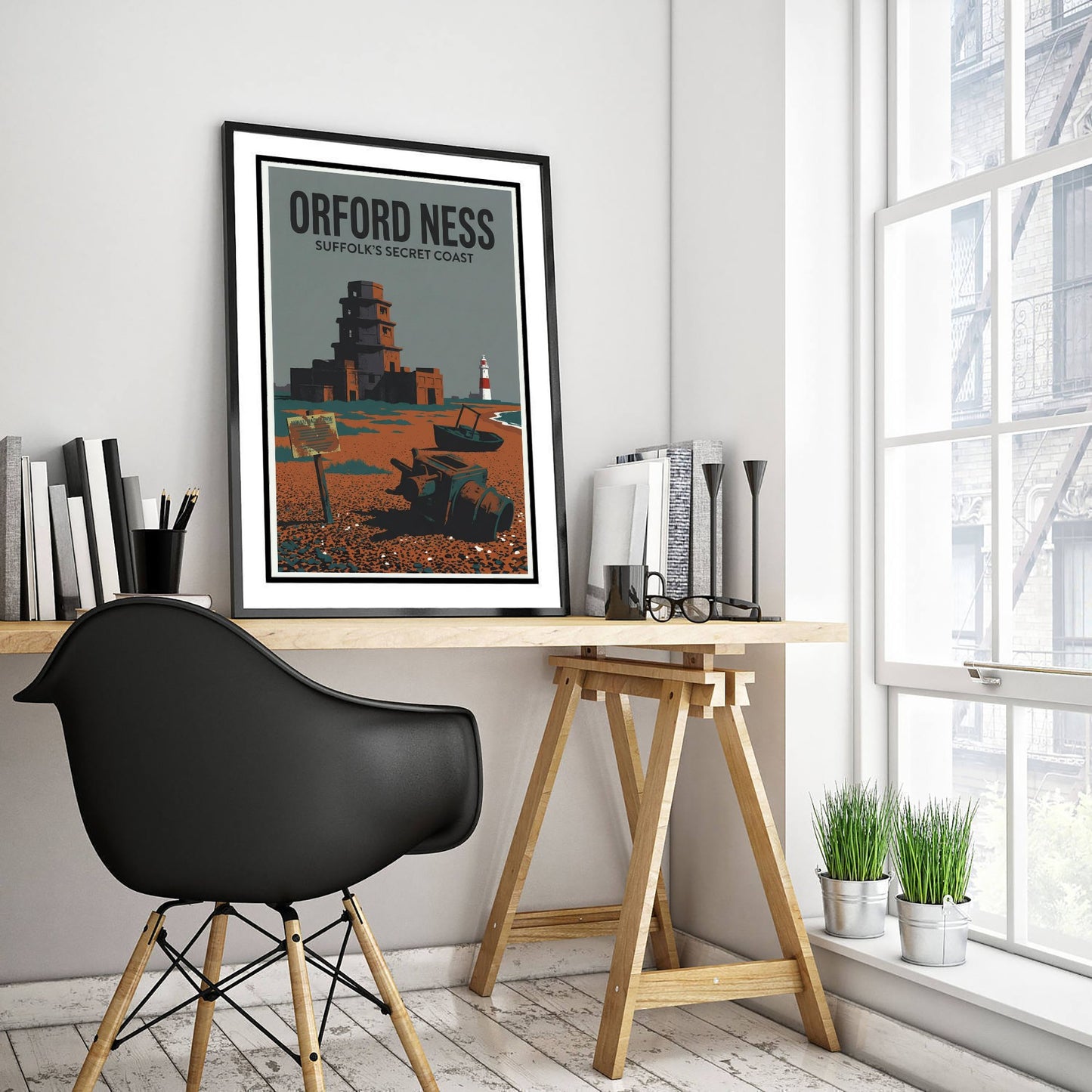 Orford Ness Travel Poster - Suffolk Coast Art Print - Retro Screenprint Illustration - Eerie Edgelands 1/3