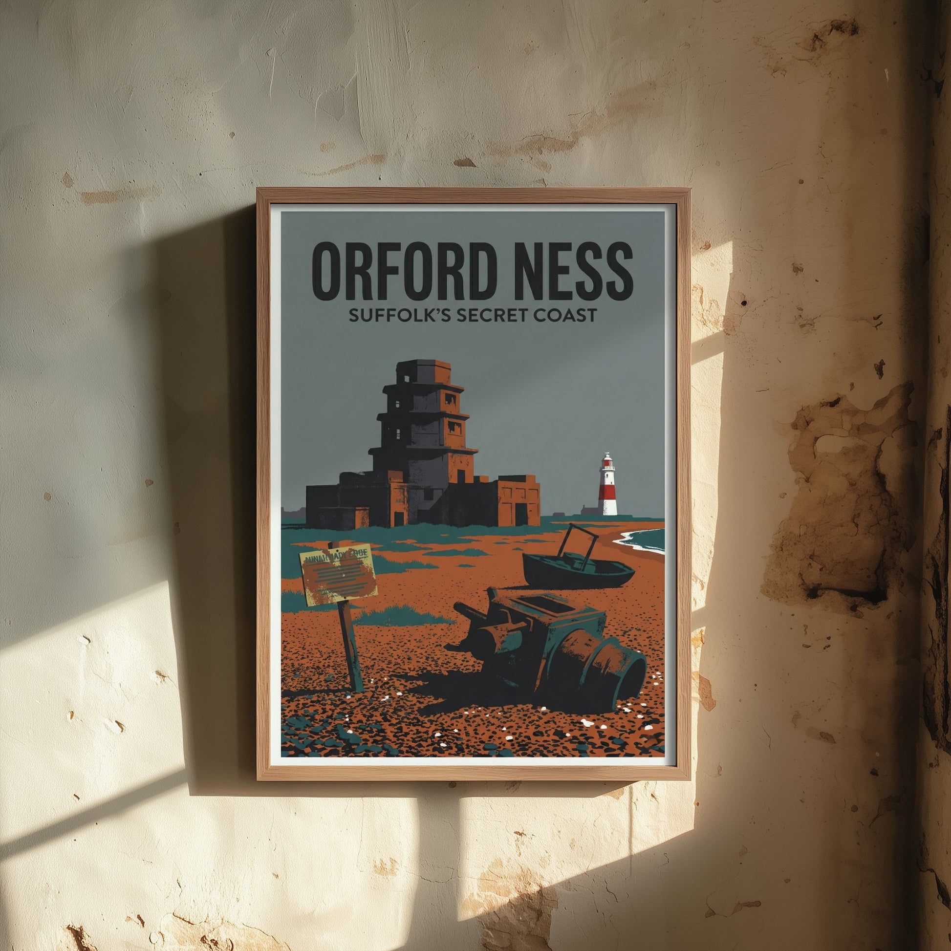 Orford Ness Travel Poster - Suffolk Coast Art Print - Retro Screenprint Illustration - Eerie Edgelands 1/3