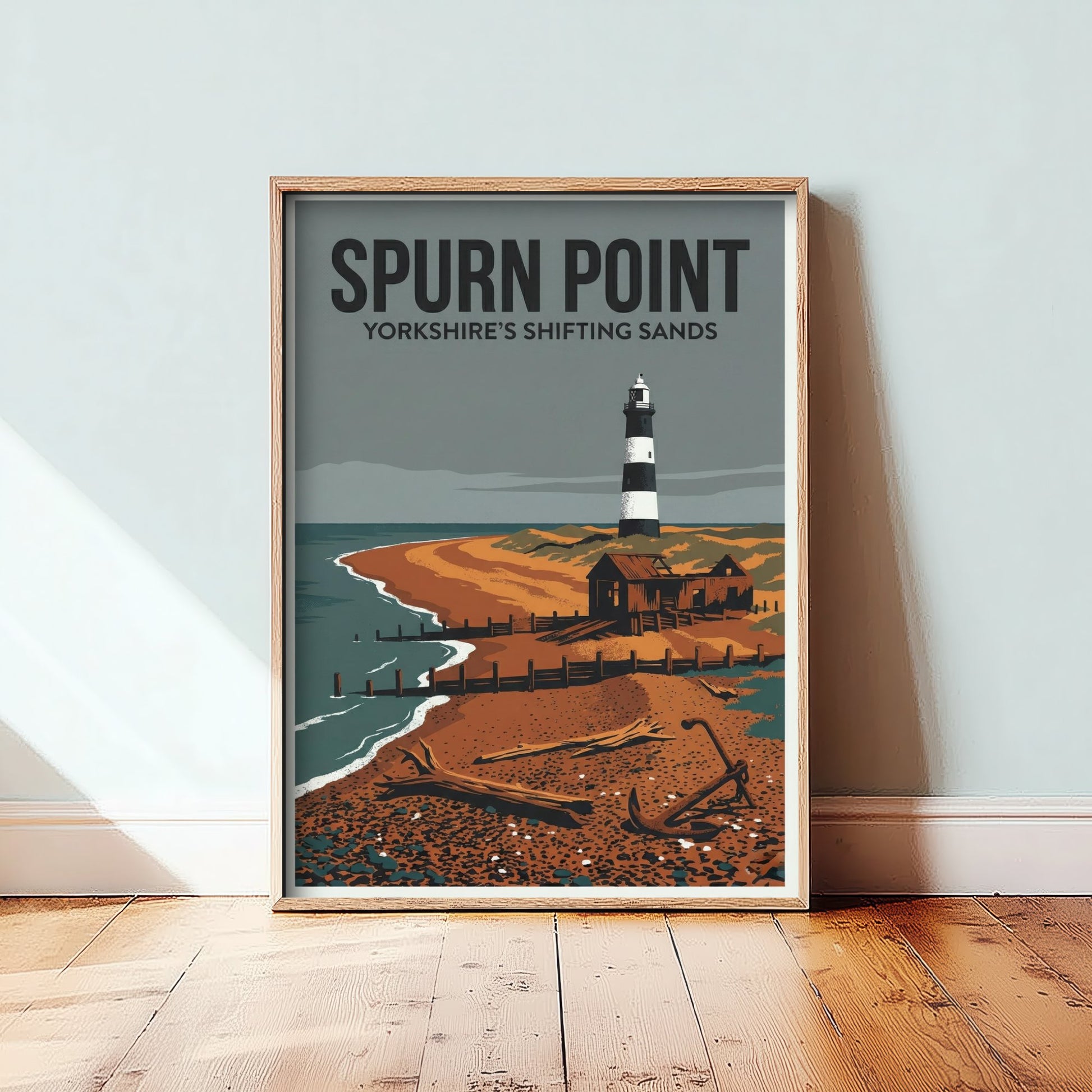 Spurn Point Travel Poster - Yorkshire Coast Art Print - Retro Screenprint Illustration - Eerie Edgelands 2/3
